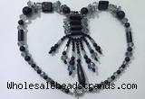 CGN813 19.5 inches chinese crystal & blue goldstone statement necklaces