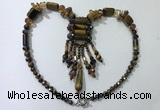 CGN816 19.5 inches chinese crystal & yellow tiger eye statement necklaces