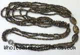 CGN854 30 inches trendy yellow tiger eye long beaded necklaces