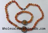 CGN873 19.5 inches 8mm round striped agate jewelry sets