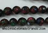 CGO14 15.5 inches 10mm faceted round gold multi-color stone beads