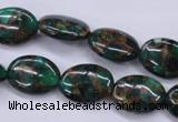 CGO147 15.5 inches 12*16mm oval gold green color stone beads