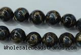 CGO163 15.5 inches 10mm round gold blue color stone beads