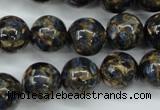 CGO168 15.5 inches 20mm round gold blue color stone beads