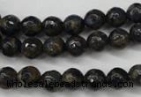 CGO172 15.5 inches 8mm faceted round gold blue color stone beads