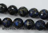 CGO176 15.5 inches 16mm faceted round gold blue color stone beads