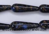 CGO188 15.5 inches 8*20mm teardrop gold blue color stone beads