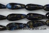 CGO195 15.5 inches 12*40mm faceted teardrop gold blue color stone beads