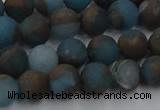 CGO257 15.5 inches 8mm round matte gold multi-color stone beads