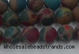 CGO267 15.5 inches 8mm round matte gold multi-color stone beads