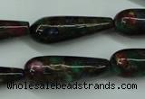 CGO29 15.5 inches 10*30mm teardrop gold multi-color stone beads