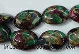 CGO38 15.5 inches 10*14mm oval gold multi-color stone beads