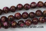 CGO53 15.5 inches 8mm round gold red color stone beads