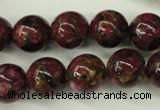 CGO56 15.5 inches 14mm round gold red color stone beads