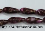 CGO82 15.5 inches 8*20mm faceted teardrop gold red color stone beads