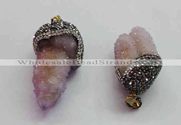 CGP1531 20*40mm - 30*50mm nuggets druzy quartz pendants