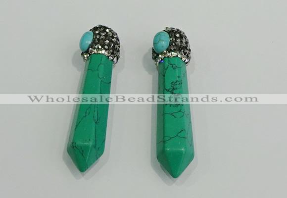 CGP173 10*55mm sticks turquoise gemstone pendants wholesale