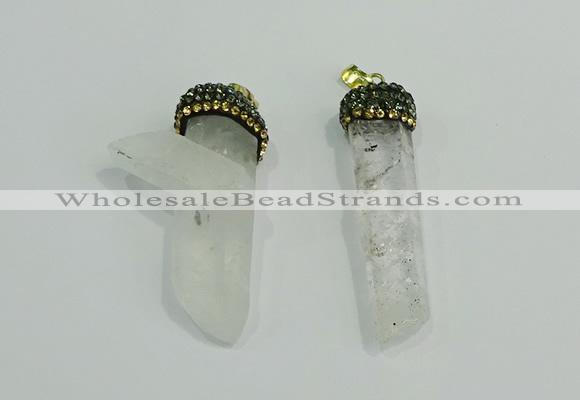 CGP214 12*55mm - 15*50mm sticks white crystal gemstone pendants