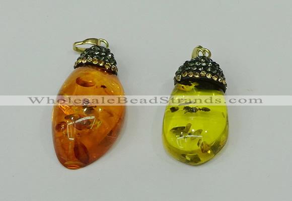 CGP278 20*35mm - 22*40mm freeform synthetic amber pendants