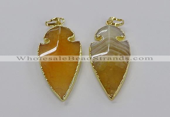 CGP3002 22*45mm arrowhead agate gemstone pendants wholesale