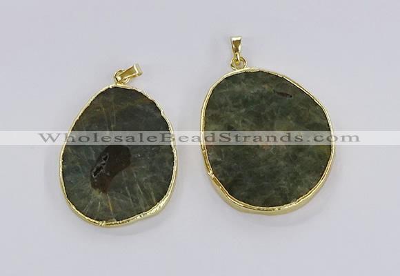 CGP3018 30*40mm - 40*45mm freeform green tourmaline pendants