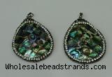 CGP308 35*45mm flat teardrop abalone shell pendants wholesale