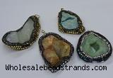 CGP3085 40*50mm - 45*55mm freeform druzy agate pendants