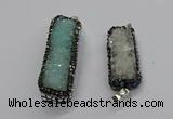 CGP3101 15*45mm - 15*55mm rectangle druzy agate pendants