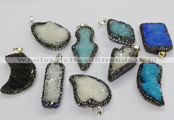 CGP3110 20*30mm - 30*45mm freeform druzy agate pendants