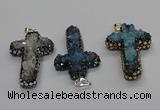 CGP3111 30*50mm cross druzy agate pendants wholesale