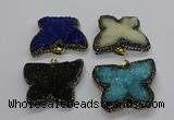 CGP3114 40*45mm butterfly druzy agate pendants wholesale