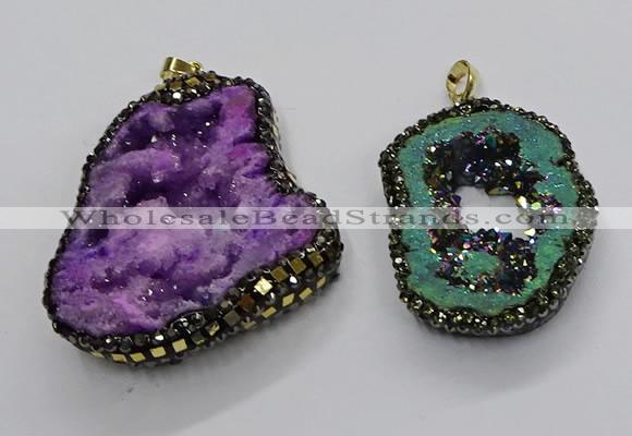 CGP3120 45*65mm - 55*70mm freeform druzy agate pendants