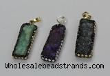 CGP3125 12*35mm - 15*40mm rectangle druzy agate pendants