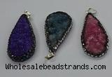 CGP3138 25*50mm - 25*55mm flat teardrop druzy agate pendants