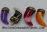 CGP3166 20*50mm - 25*55mm horn agate gemstone pendants