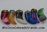 CGP3168 20*50mm - 25*55mm horn agate gemstone pendants