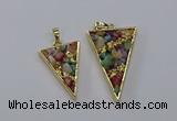 CGP3262 25*40mm - 30*50mm triangle druzy agate pendants wholesale