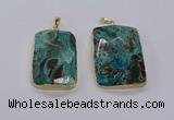 CGP3280 30*50mm - 35*55mm faceted rectangle ocean agate pendants