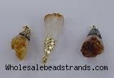 CGP3298 20*40mm - 25*45mm faceted freeform druzy citrine pendants