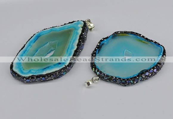 CGP3398 45*50mm - 45*60mm freeform druzy agate pendants