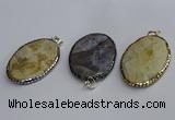 CGP3414 35*50mm faceted oval agate pendants wholesale