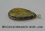 CGP3417 30*50mm - 35*55mm flat teardrop fossil coral pendants