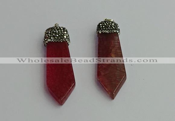 CGP342 12*50mm - 15*55mm arrowhead agate pendants wholesale