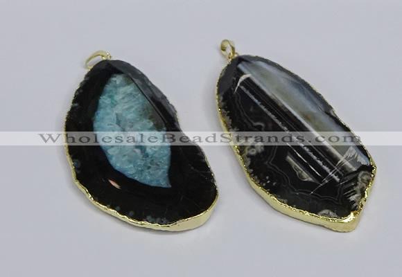 CGP3439 36*70mm - 40*80mm freeform druzy agate pendants wholesale