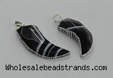 CGP3458 16*30mm - 18*40mm horn black agate pendants