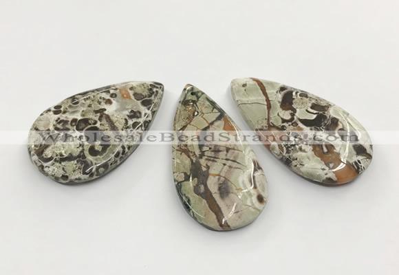 CGP3537 32*58mm - 35*62mm flat teardrop ocean agate slab pendants