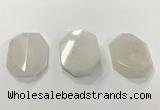 CGP3605 35*45mm faceted octagonal white jade pendants wholesale