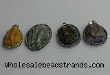 CGP370 30*40mm - 35*45mm freeform crystal glass & gemstone pendants