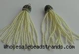 CGP418 3mm round handmade glass beaded tassel pendants wholesale