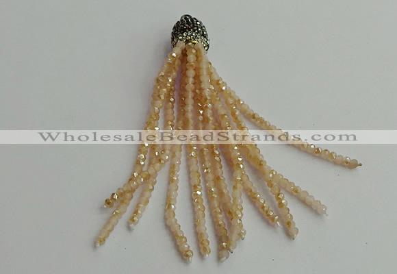 CGP420 2*3mm faceted rondelle handmade chinese crystal tassel pendants